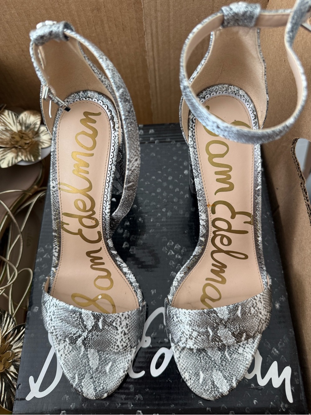 Sam Edelman Yaro Silver Block Heel Sandal
